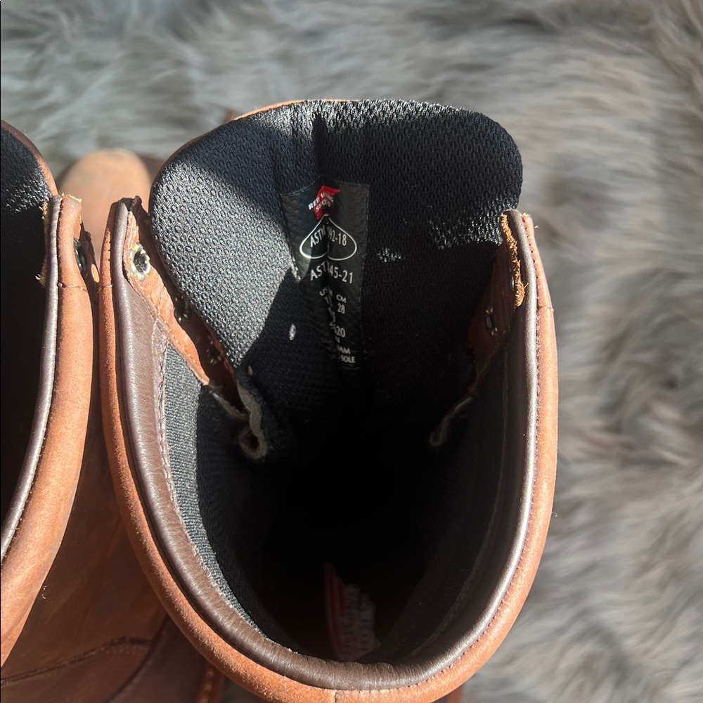 Red Wing Shoes Brown Leather Boots with Yellow Laces - Picture 6 of 11